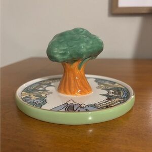 Artistic Ceramic Tree Sculpture with Green and Orange Accents